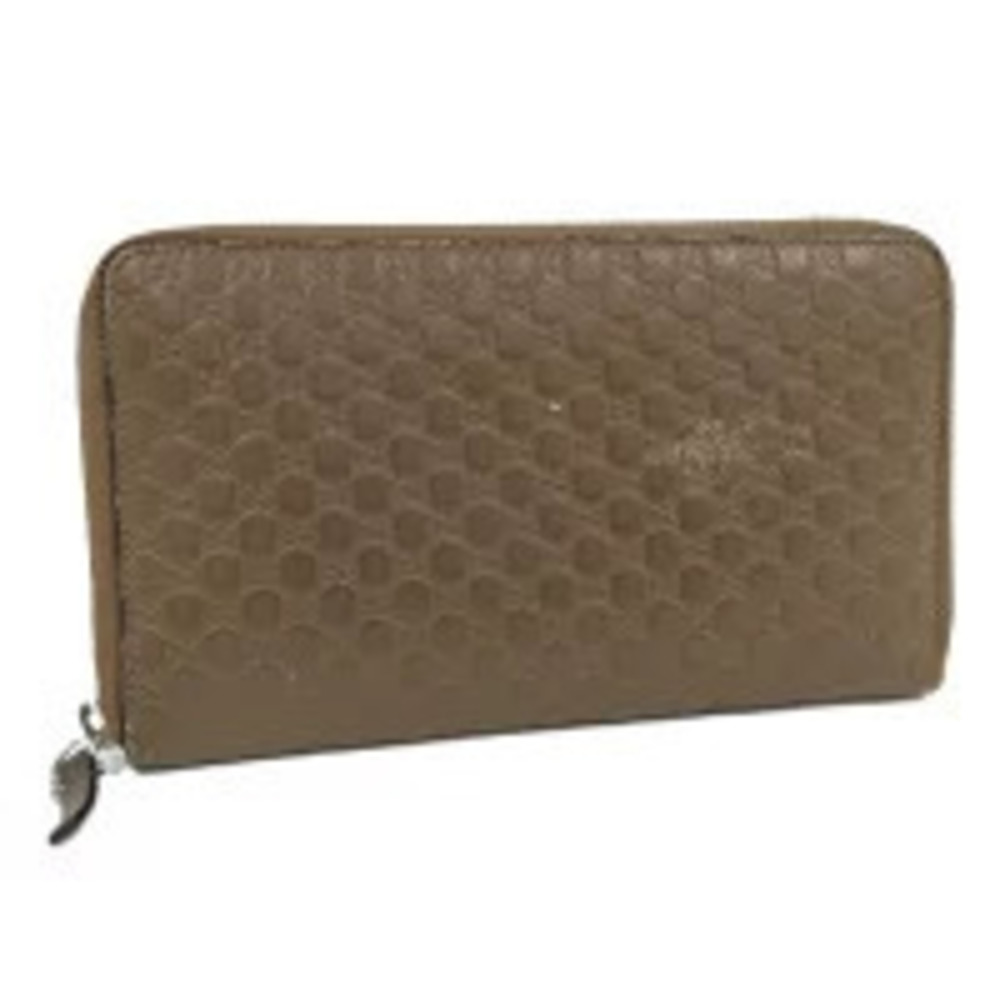 Gucci Round Zipper Long Wallet Microgucci Leather Brown
